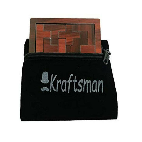 Kraftsman Portable Wooden Hexagon Puzzle | 11 Pieces Puzzle for Kids and Adults | Travel Pouch Included - Distacart