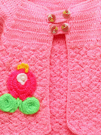 Thumbnail for Chutput Kids Pink Coloured Solid Design Pullover Sweater For Baby Girls - Distacart