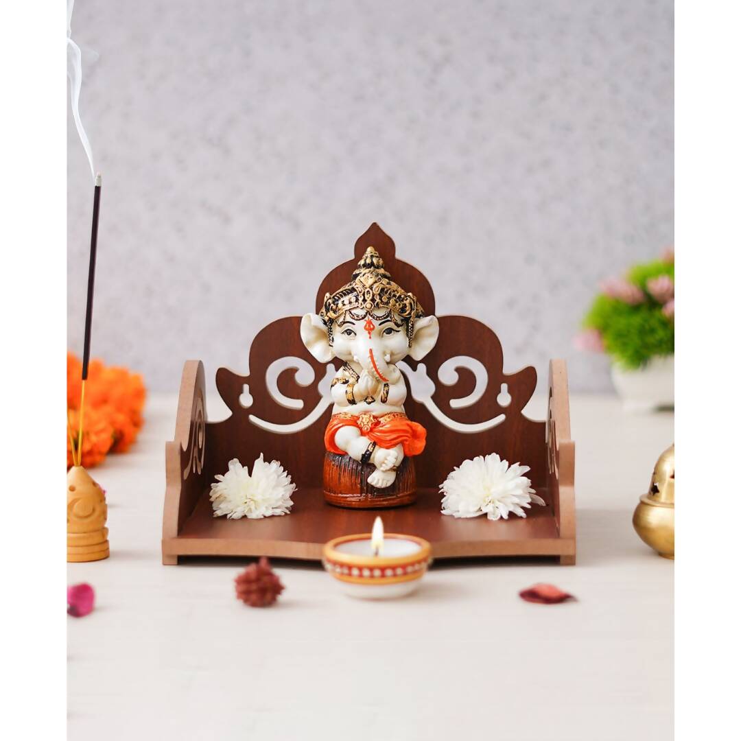 eCraftIndia Brown Decorative Beautiful Wooden Pooja Temple - Distacart