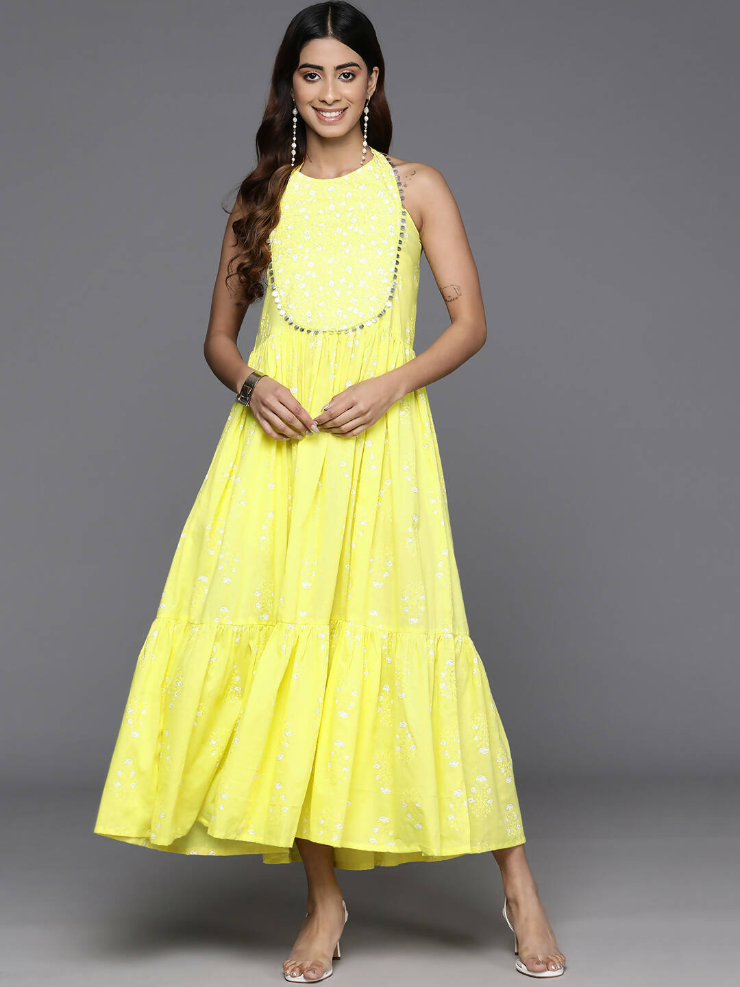 Ahalyaa Women's Traditional wear Dress - Yellow - Distacart