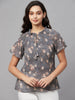 Myshka Grey Printed Half Sleeve Round Neck Top - Distacart