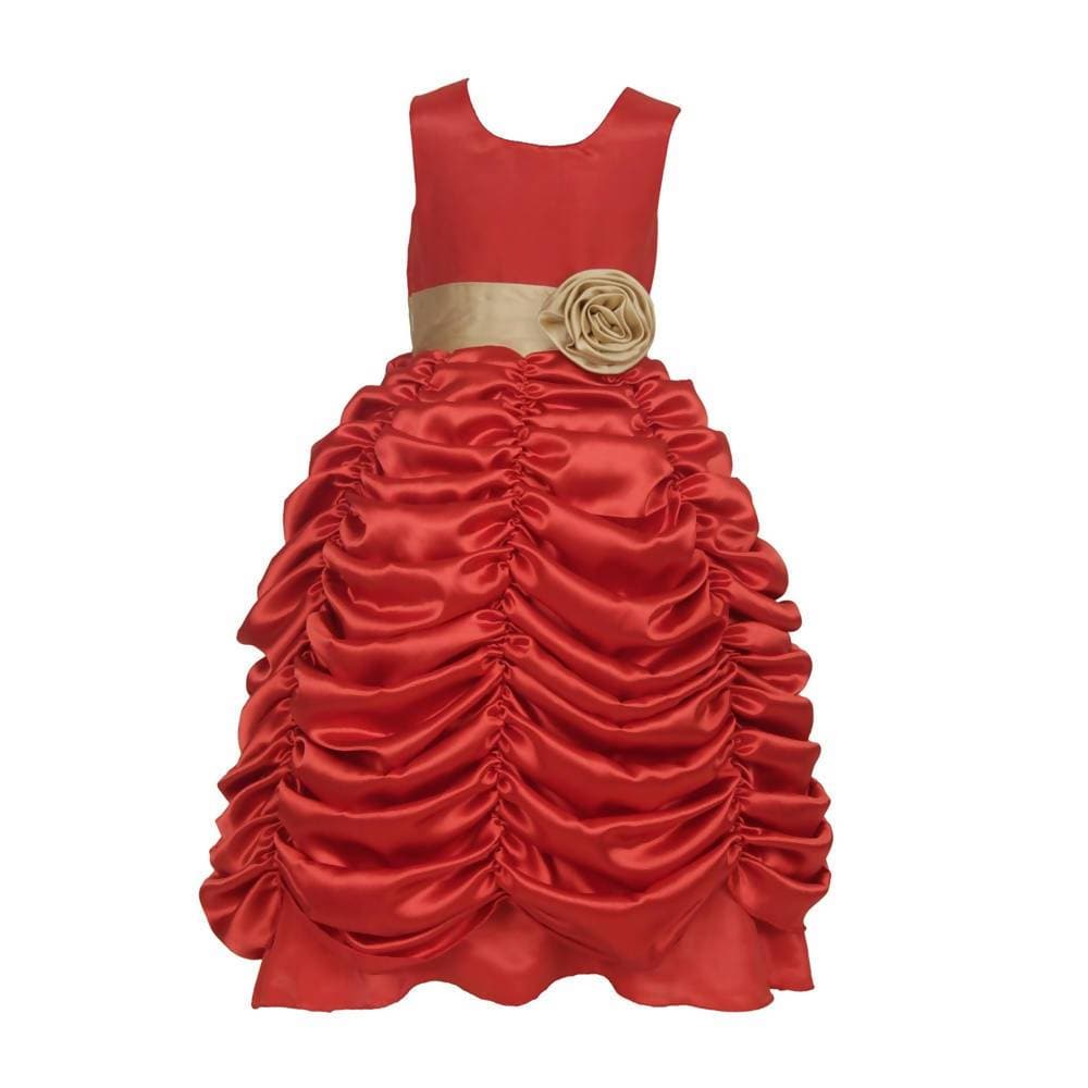 Asmaani Baby Girl's Red Color Satin A-Line Maxi Full Length Dress (AS-DRESS_22022) - Distacart