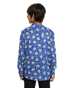 Thumbnail for Manet Boys Full Sleeves Flower Printed Ethnic Shirt - Blue - Distacart