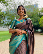 Thumbnail for Vamika Weaving Banarasi Jacquard Purple Kanjivaram Saree - Distacart