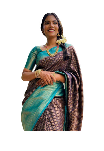 Vamika Weaving Banarasi Jacquard Purple Kanjivaram Saree - Distacart