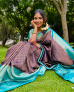 Thumbnail for Vamika Weaving Banarasi Jacquard Purple Kanjivaram Saree - Distacart