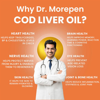 Dr. Morepen COD Liver Oil Softgels and Omega 3 Deep Sea Fish Oil Softgels Combo - Distacart
