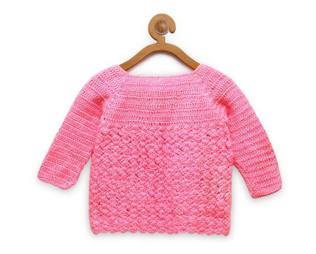 Chutput Kids Pink Coloured Solid Design Pullover Sweater For Baby Girls - Distacart