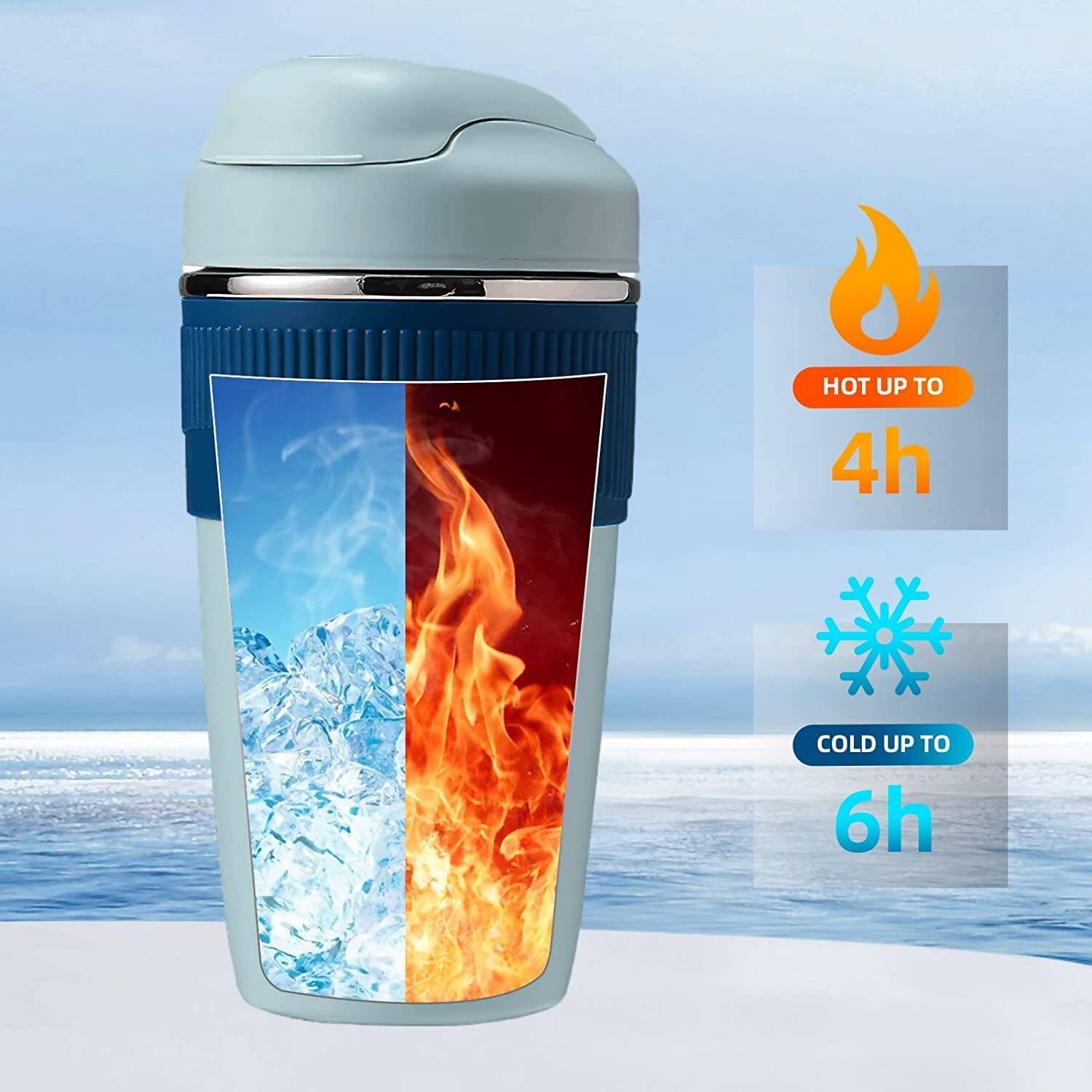 Wosta Travel Coffee Mug with Lid and Straw Tumbler - 480ml (Sky Blue) - Distacart