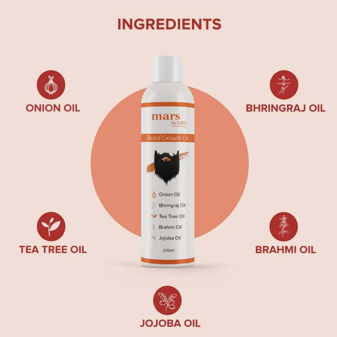 Mars By GHC Beard Growth Oil with Onion, Bhringraj, Tea Tree Oil - Distacart