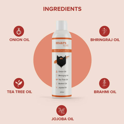 Mars By GHC Beard Growth Oil with Onion, Bhringraj, Tea Tree Oil - Distacart