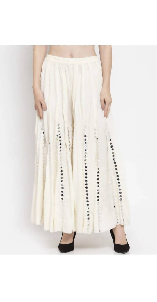Mominos Fashion White Mirror Palazzo