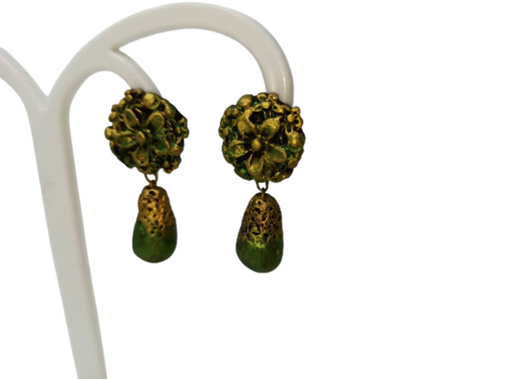 Terracotta Flower Stud With Waterdrop Earrings