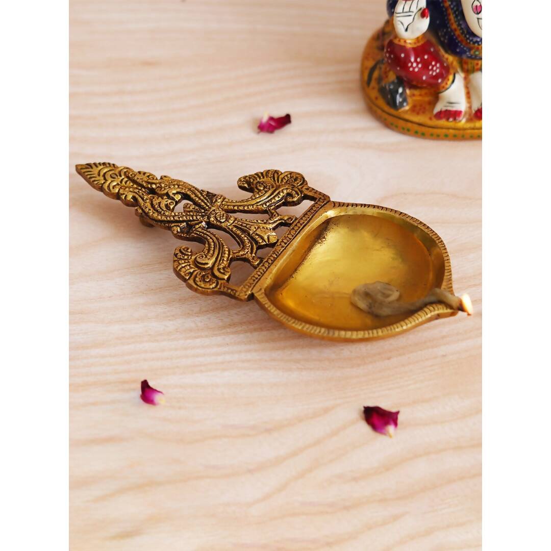 eCraftIndia Beige Ethnic Design Diya With Handle - Distacart
