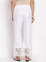 Thumbnail for Myshka Women's White Cotton Solid Casual Trouser