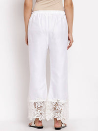 Thumbnail for Myshka Women's White Cotton Solid Casual Trouser