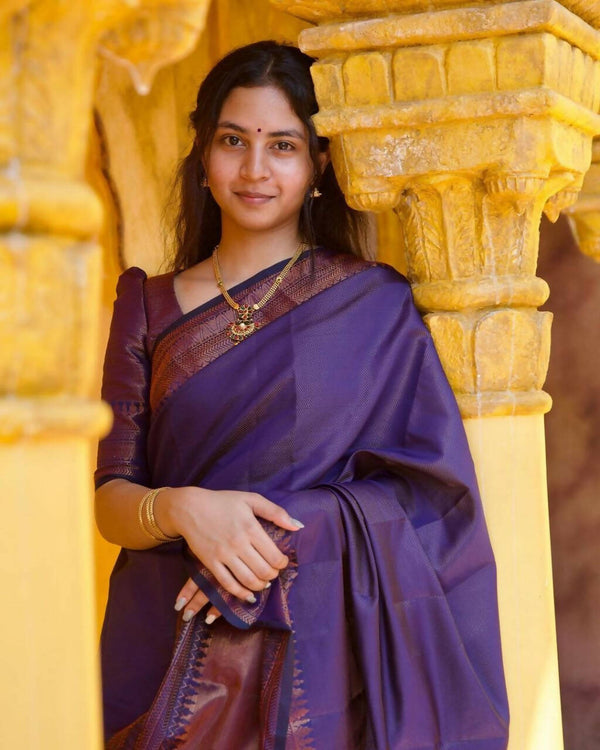 DEIANA'S Beautiful Golden Jari with New Design Soft Lichi Silk Saree - Blue - Distacart