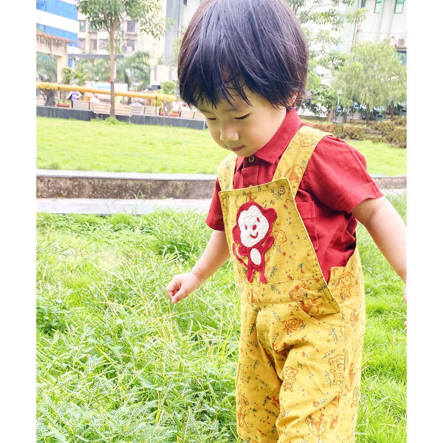 Mhyssa Yellow Dungaree With Round Neck Half Sleeves Maroon Shirt Set - Distacart