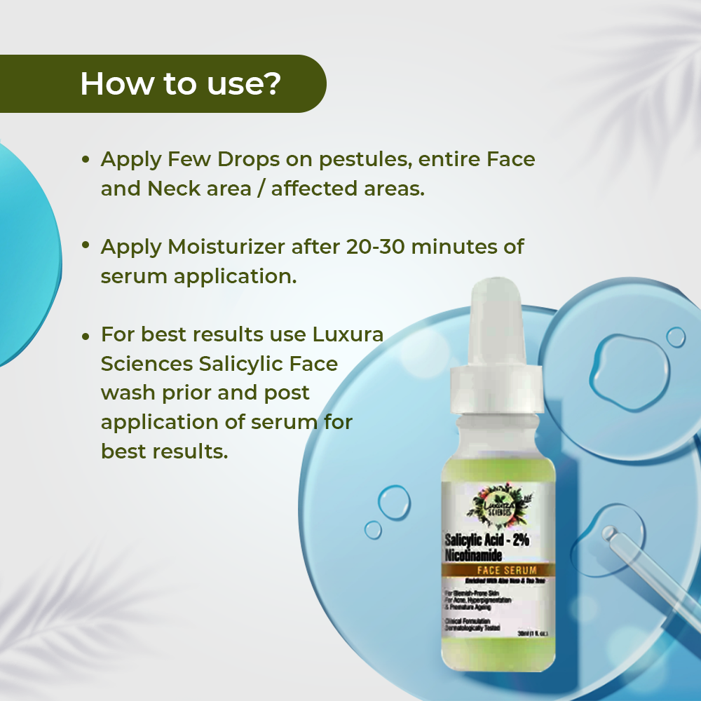 Luxura Sciences Salicylic Acid 2% Face Serum, Niacinamide Serum - Distacart