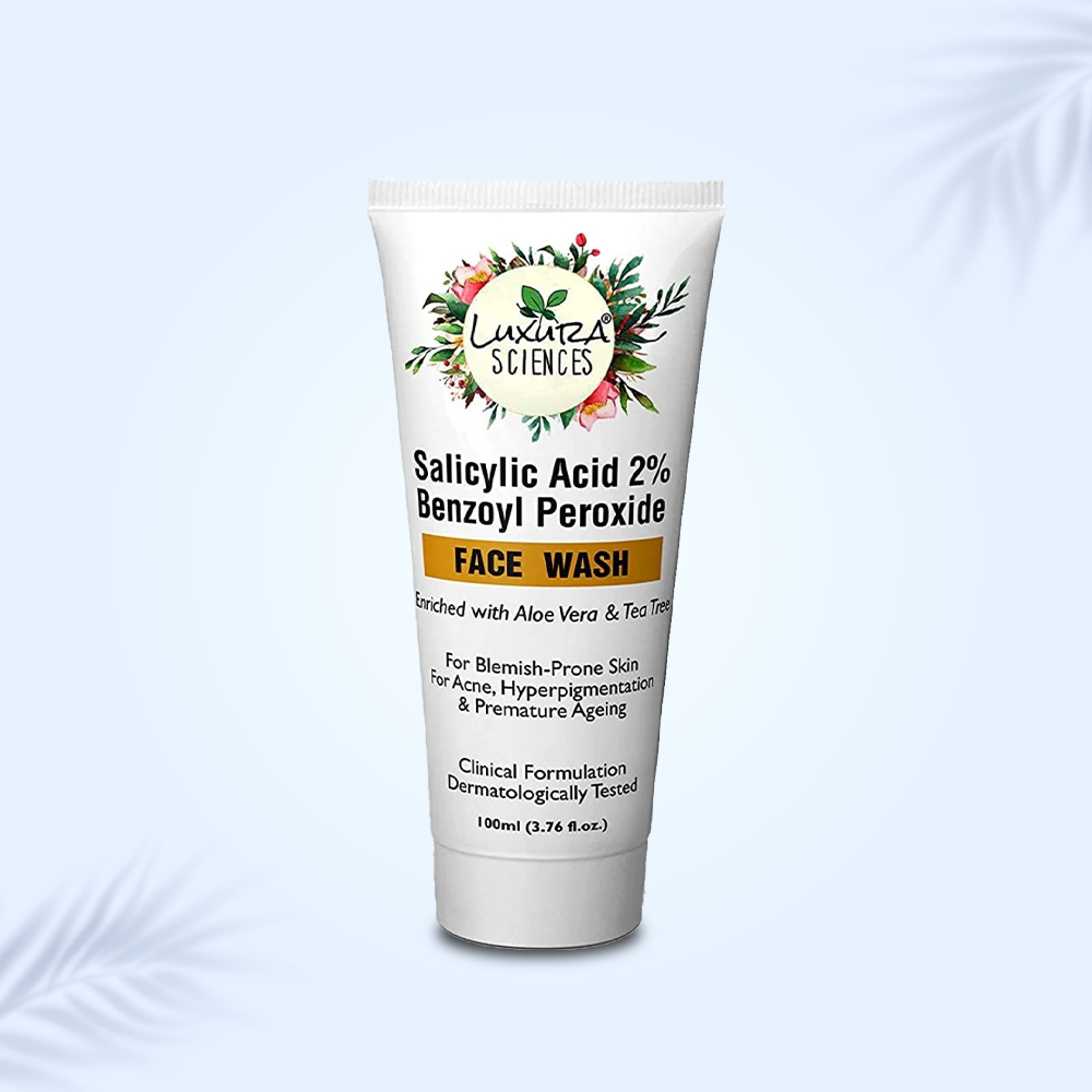 Luxura Sciences Salicylic Acid 2% Face Wash with Niacinamide, Benzoyl Peroxide, Aloe Vera & Tea Tree - Distacart