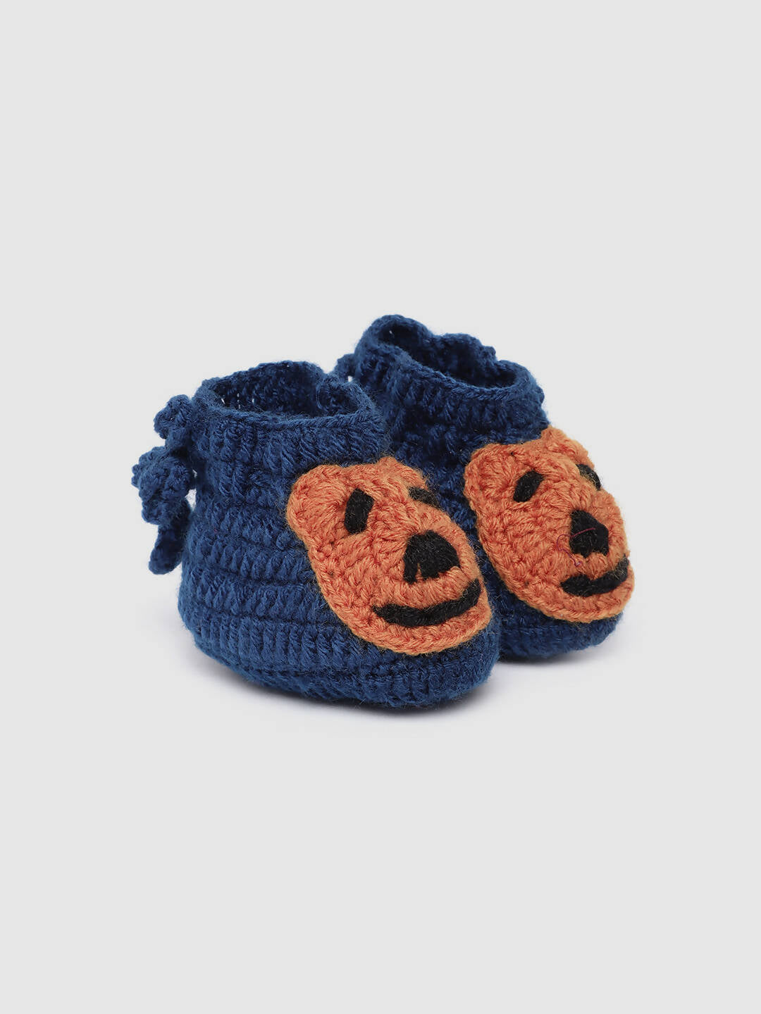 Chutput Kids Woollen Hand Knitted Bear Detailed Booties - Blue - Distacart