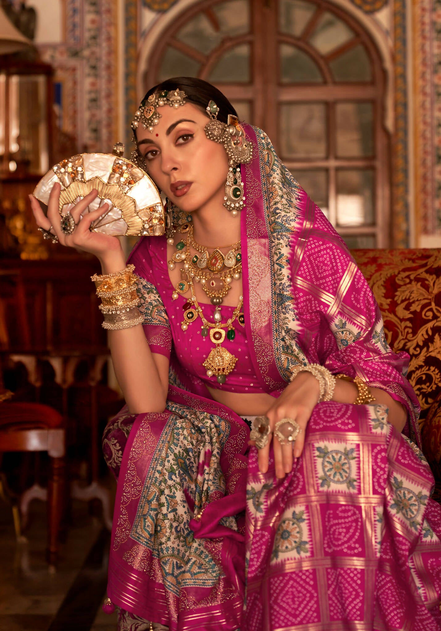 Strawberry Pink P V Silk Digital Print, Zari Work Printed Saree - Rewaa Parampara - Distacart