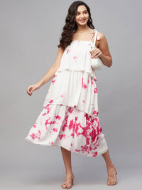 Thumbnail for Myshka Multicolor Viscose Printed Shoulder Straps Sleeveless Top Dress - Distacart