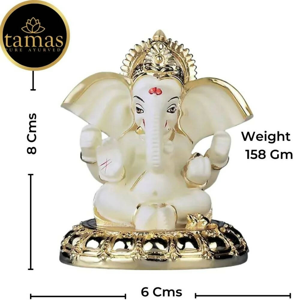 Tamas Gold Plated Gaj Karna Ganesh Idol Off White & Gold Color - Distacart