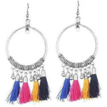 Thumbnail for Oxidized Silver Ring Earrings With Multi Color Silk Threads