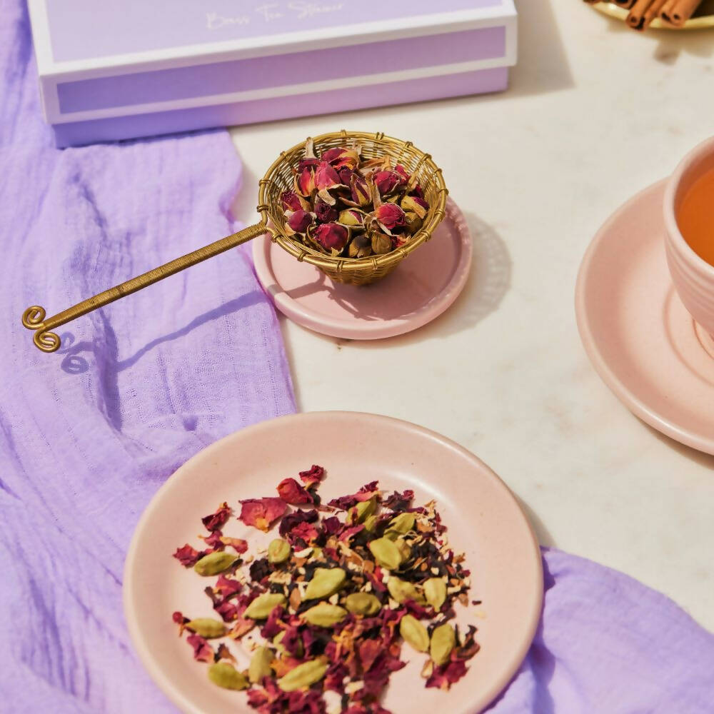 The Herb Boutique Fleur Brass Tea Strainer - Distacart