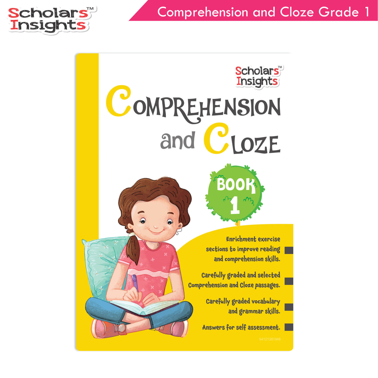 Scholars Insights Comprehension and Cloze Grade 1| English Vocabulary & Grammar Skill Book for Kids| Ages 6-7 Years - Distacart