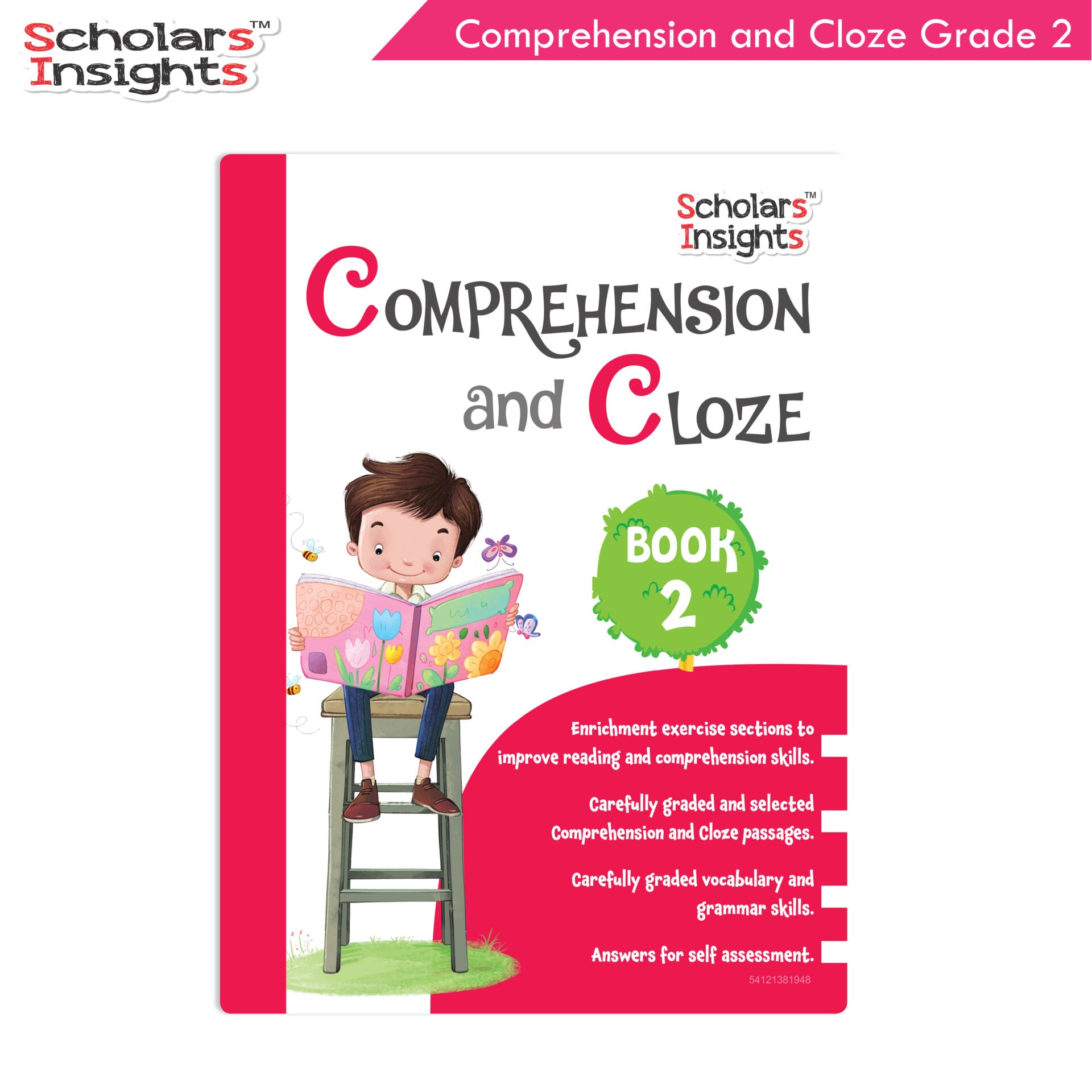 Scholars Insights Comprehension and Cloze Grade 2|English Vocabulary, Grammar Skill Book 2| Ages 7-8 Years - Distacart