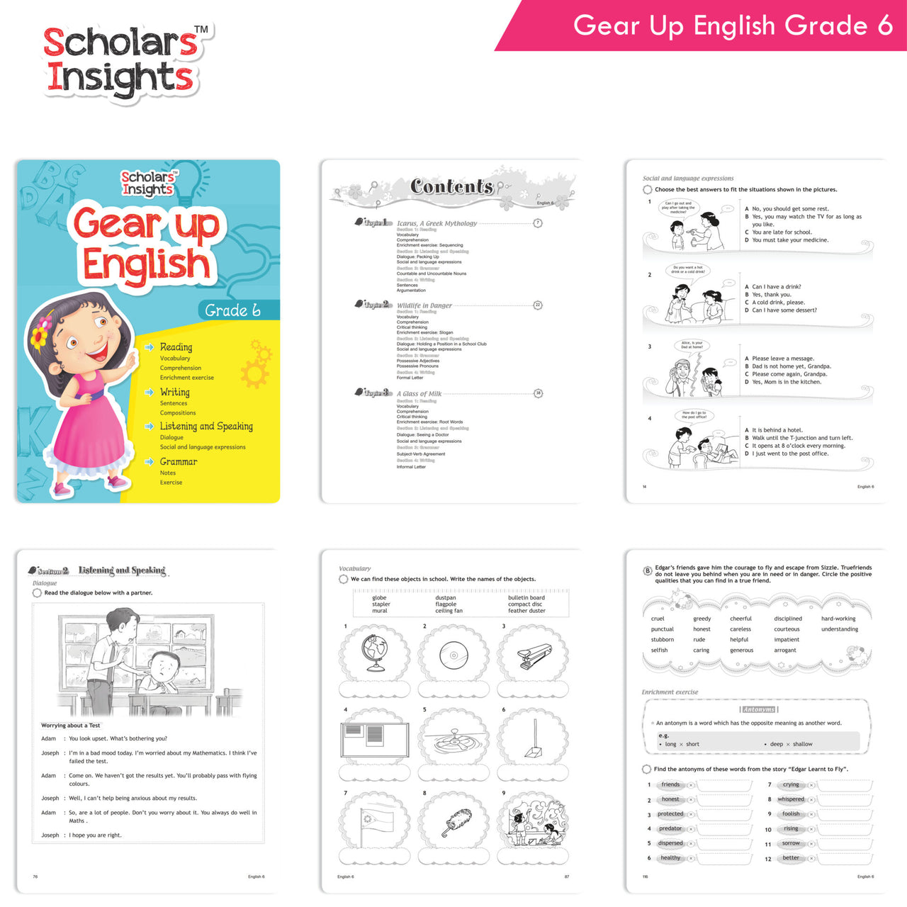 Scholars Insights Gear Up English & Maths Grade 6 Books Set Of 2 Grammar Skills, Maths Logical Reasoning, Problem Solving Book| Ages 11-12 Years - Distacart
