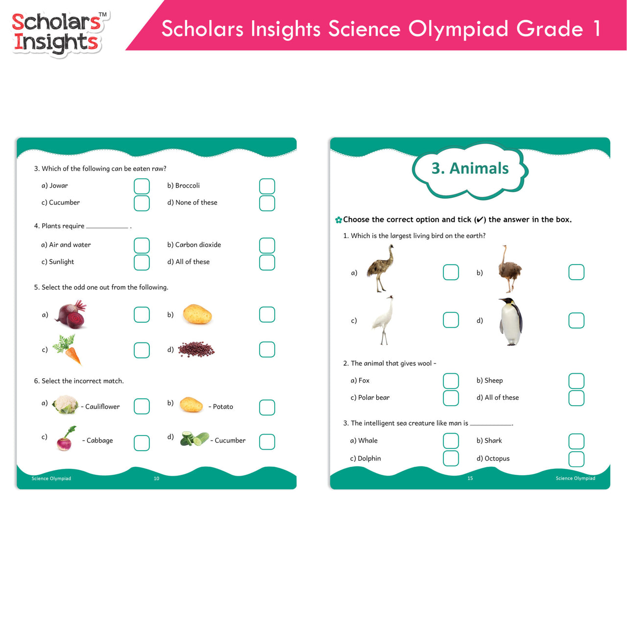 Scholars Insights Olympiad English, Maths and Science Workbooks Set Grade 1| Set of 3| Ages 6 - 8 Year - Distacart