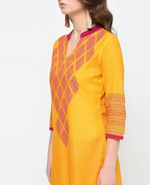 Thumbnail for Cheera Hand Block Print Mustard Color Latest Fashion Straight Kurta