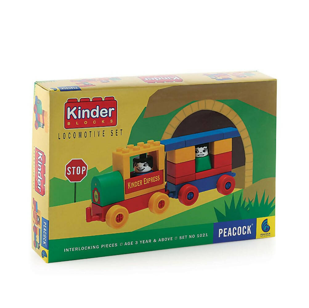 Peacock Learning & Educational Building Interlocking Blocks Set For Kids - Locomotive - Distacart