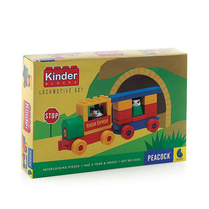 Peacock Learning & Educational Building Interlocking Blocks Set For Kids - Locomotive - Distacart