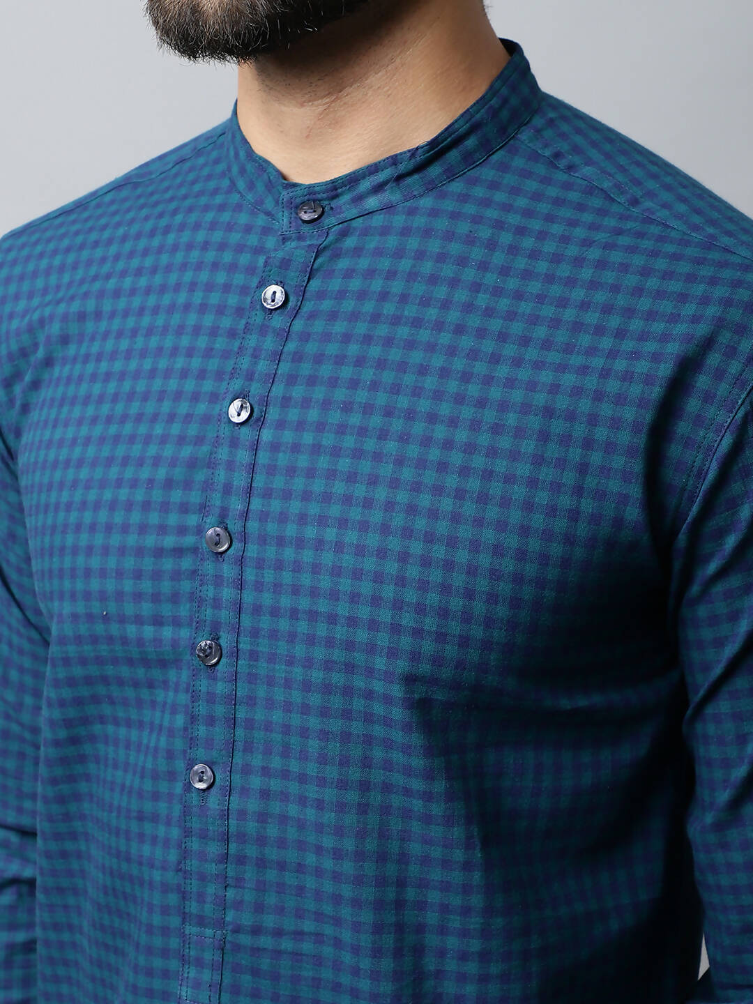 Even Apparels Navy blue Color Pure Cotton Men's Kurta With Side Placket (CHK1056) - Distacart