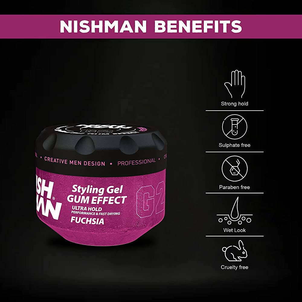 Nishman Hair Styling Gummy Gel Fuchsia - Wet Look - Distacart