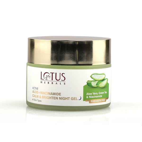 Lotus Herbals Active Aloe + Niacinamide Calm & Brighten Night Gel - Distacart