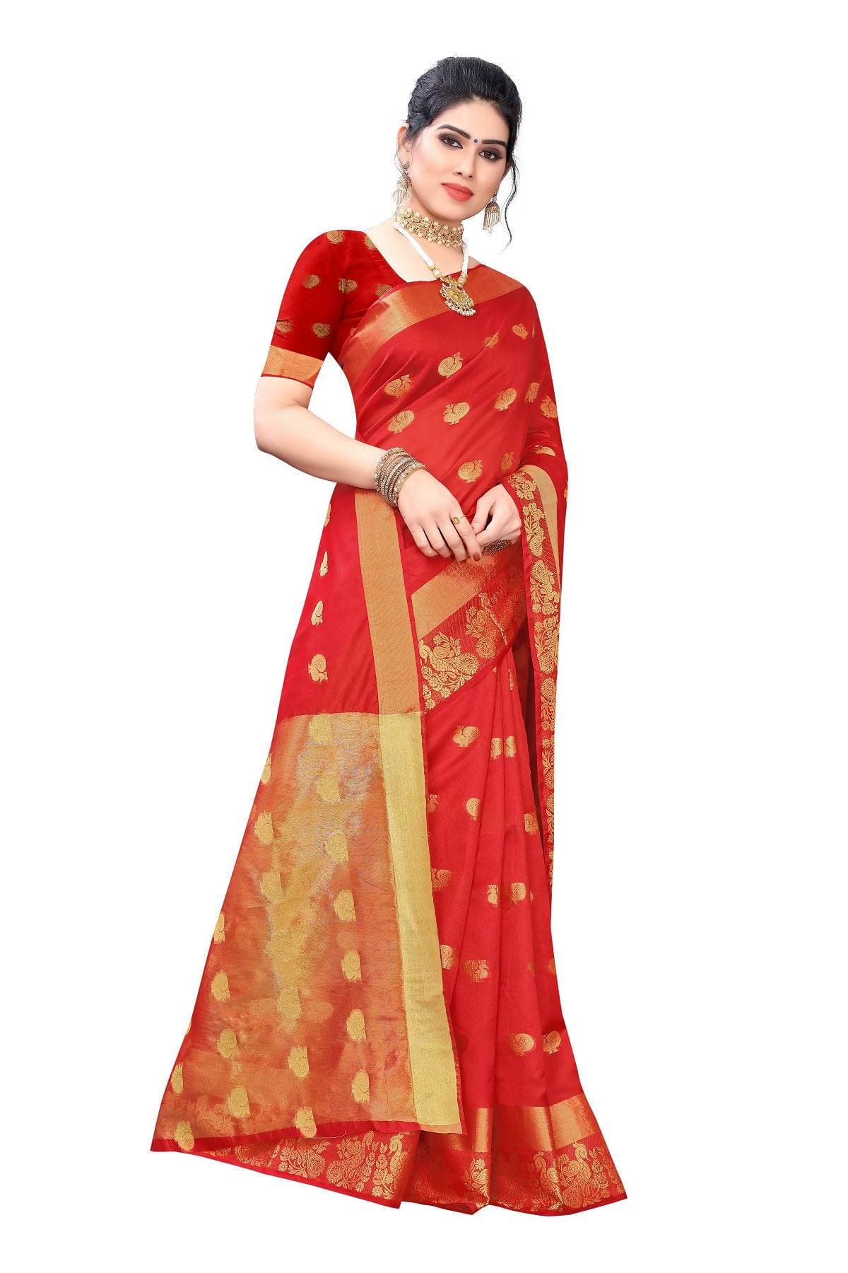 Vamika Banarasi Jacquard Weaving Red Saree