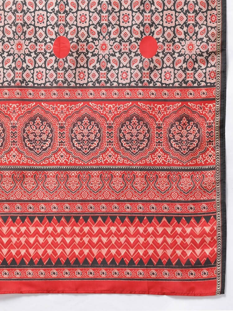 Yufta Women Black Solid Kurta with Trouser and Dupatta