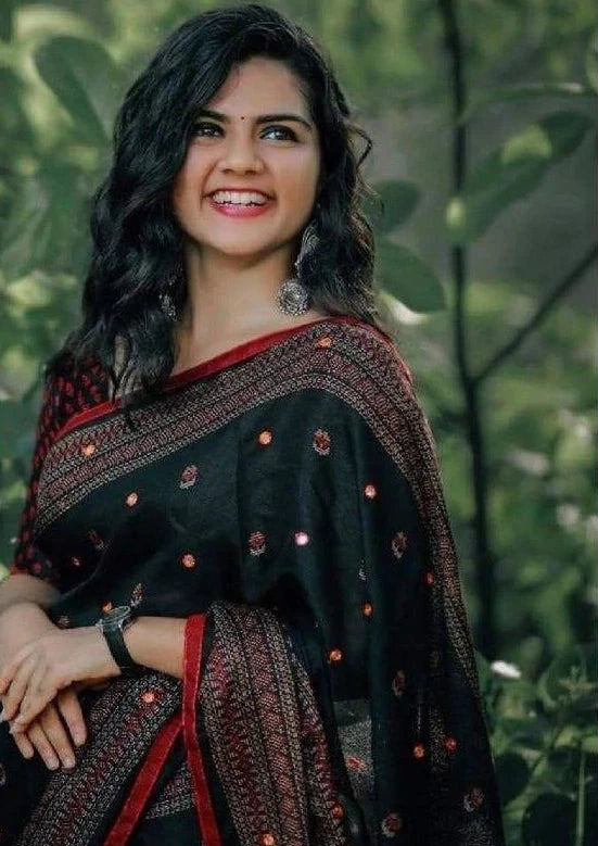 GoSriKi Women's Jute Silk Saree With Blouse Piece