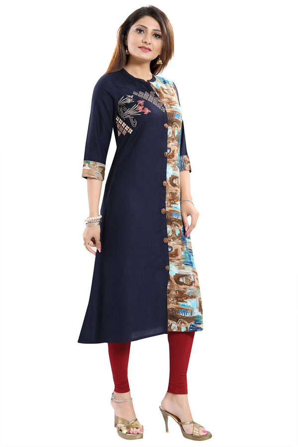 Snehal Creations Designer Rayon Long Kurti With Embroidery - Distacart