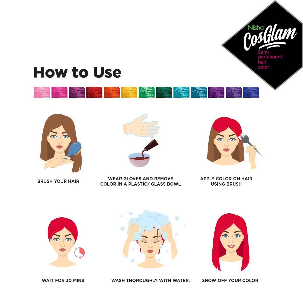 Nisha Cosglam Semi Permanent Hair Color 23 Valentine Red - Distacart