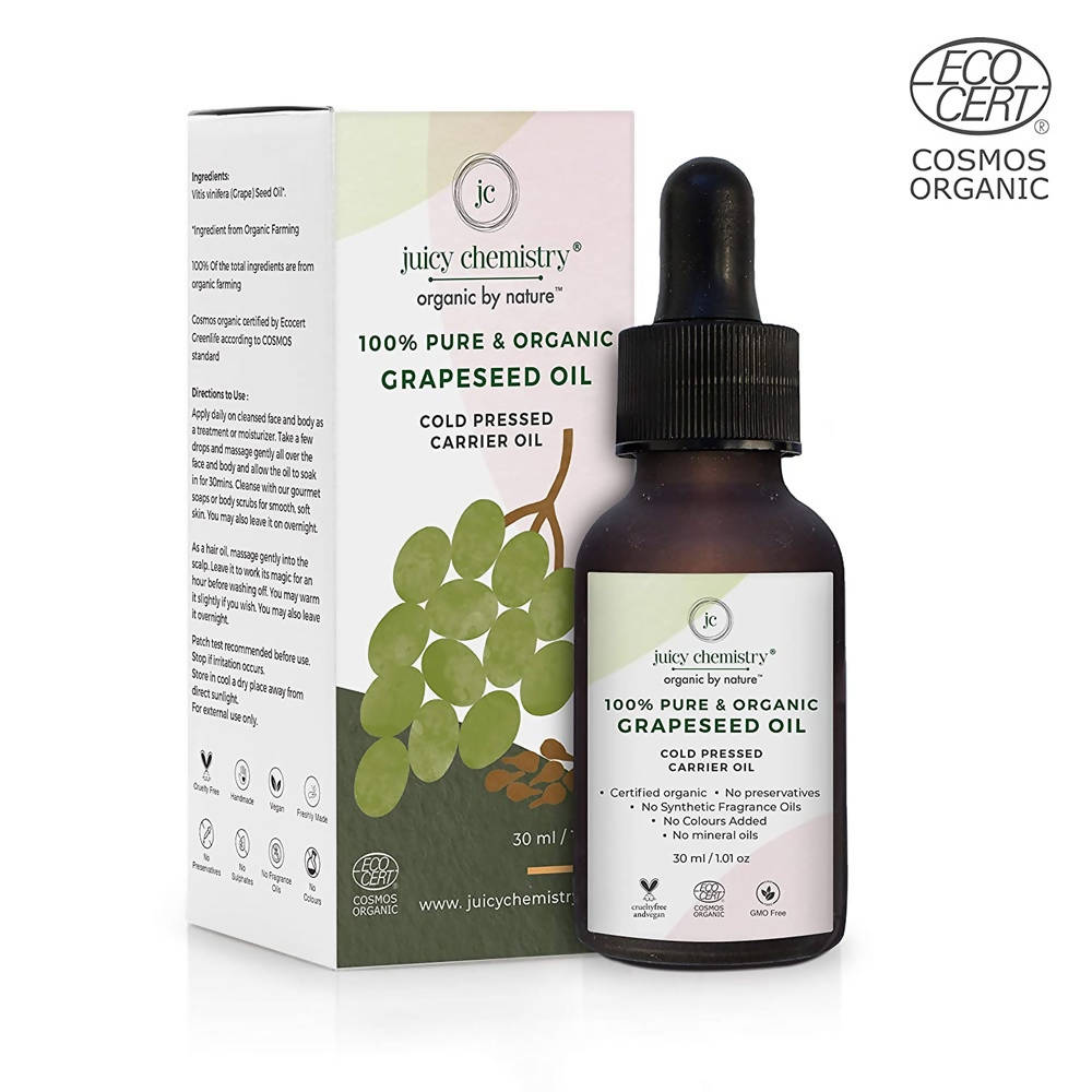 Juicy Chemistry Pure & Organic Grapeseed Cold Pressed Carrier Oil - Distacart