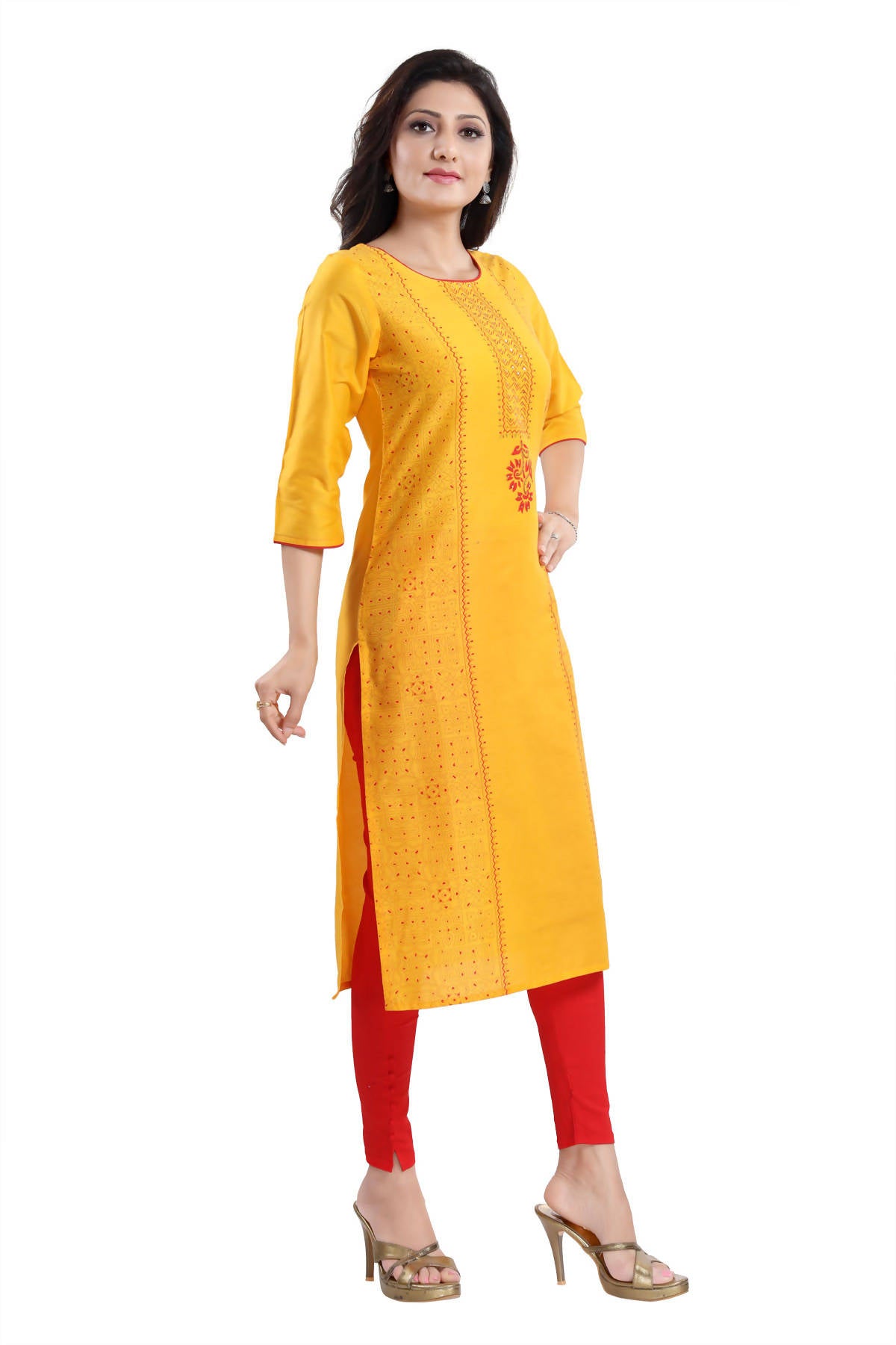 Snehal Creations Cotton Silk Printed Long Kurti With Sequence Highlight - Distacart