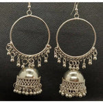 Thumbnail for Party Wear Silver Ring Tassel Jhumka Earrings