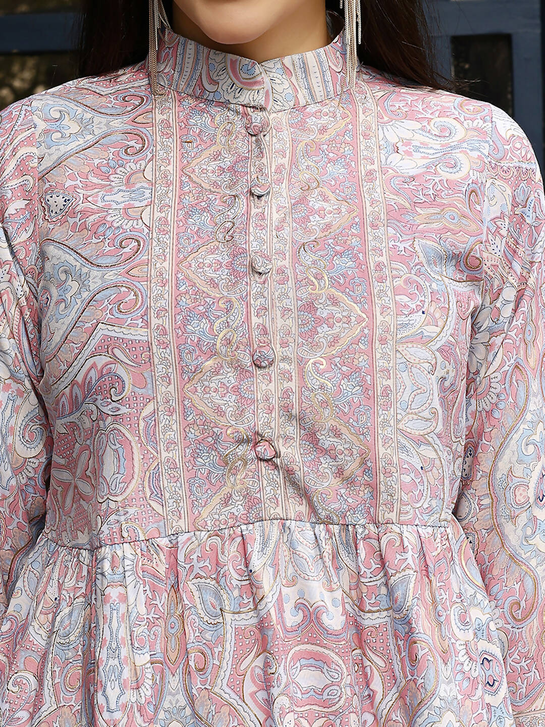 Light Pink Rayon Floral Printed Top with Matching Bottom - Eesha - Distacart