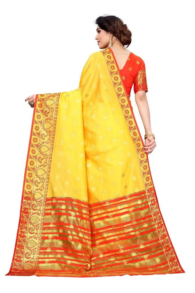 Vamika Cotton Rich Silk With Jacquard Weaving Yellow Saree
